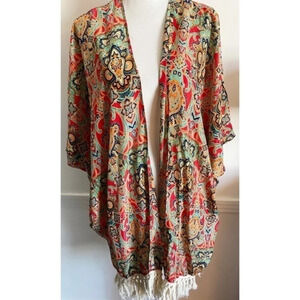 Tobi • Red Arms Wide Open Fringe Kimono